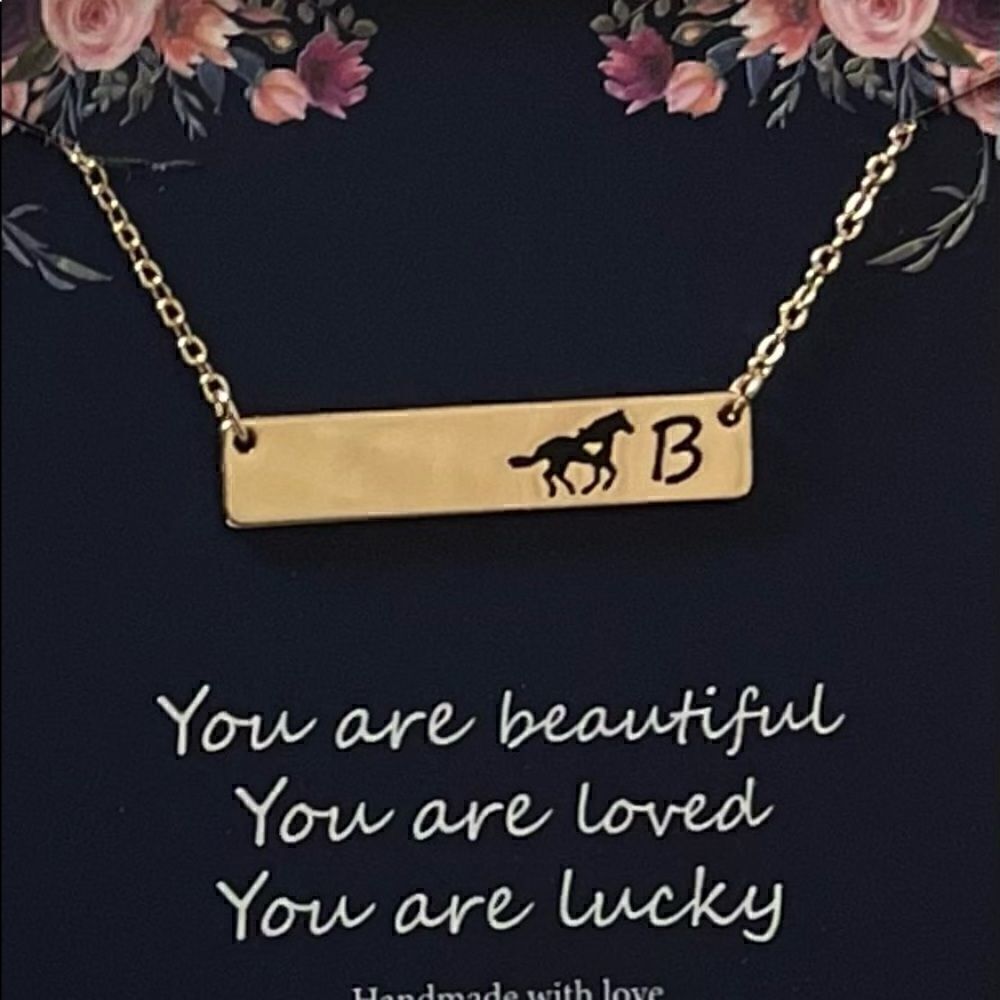 Monooc “B” Horse Good Luck Girls/ Woman’s Necklace‎